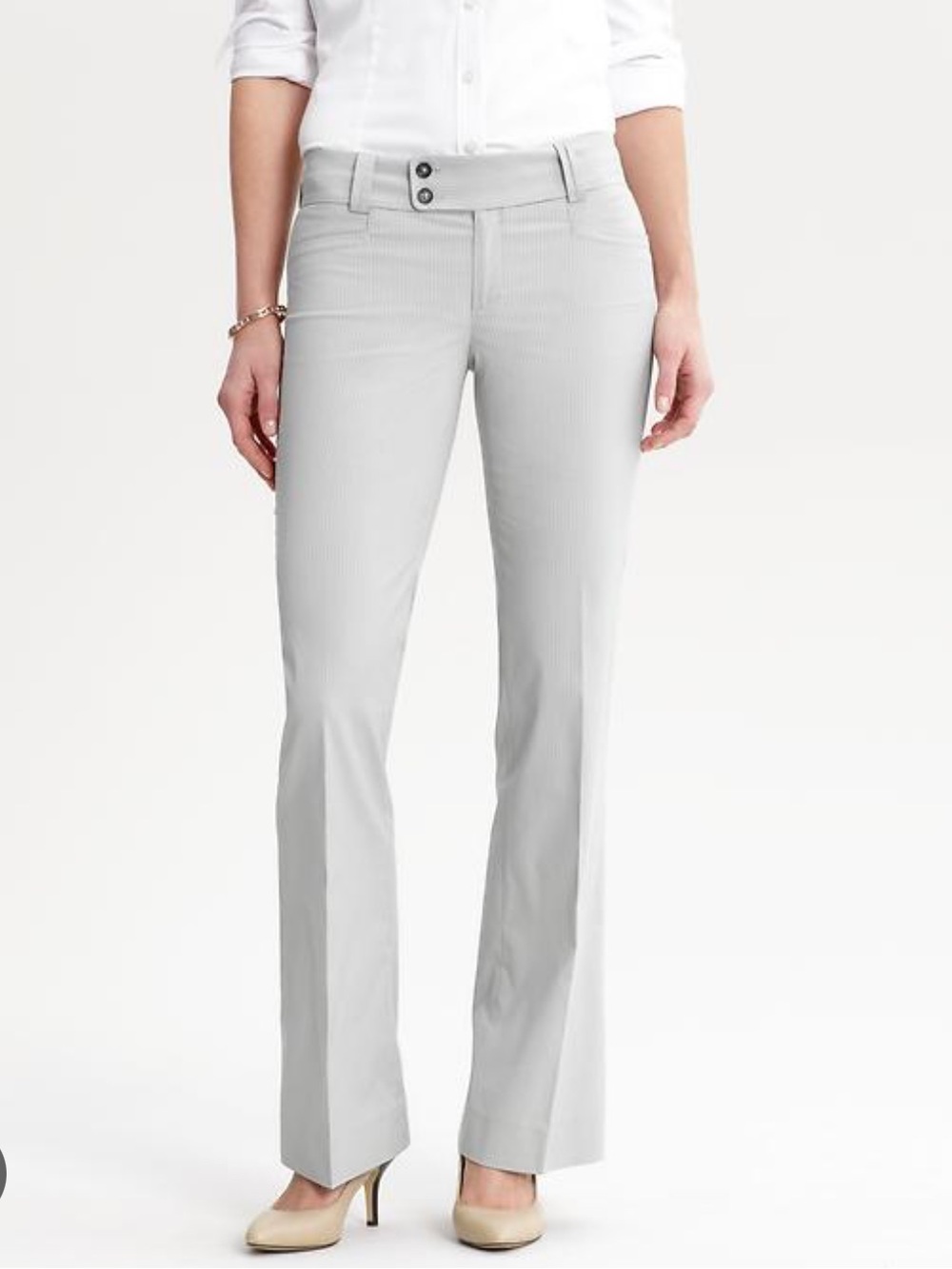 NWT Banana Republic Sloan fit silver stripe flare pants Size 6